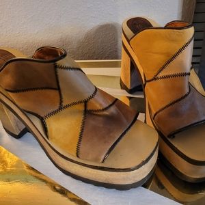 Vintage Steve Madden leather patchwork platforms